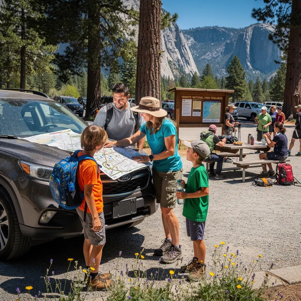 Szczegółowy plan szlaku turystycznego z oznaczeniami atrakcji przyrodniczych w parku.