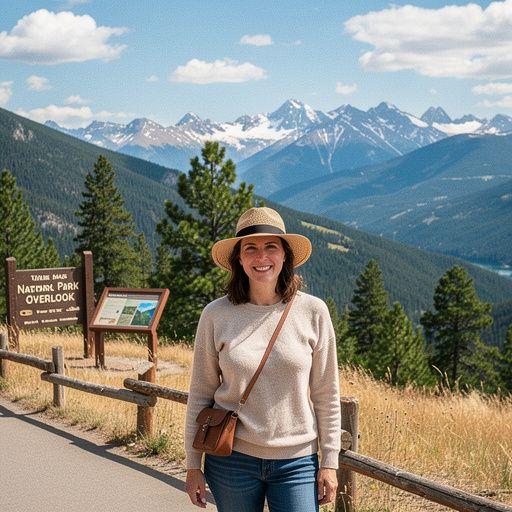 Kosz piknikowy z jedzeniem na tle pięknego krajobrazu